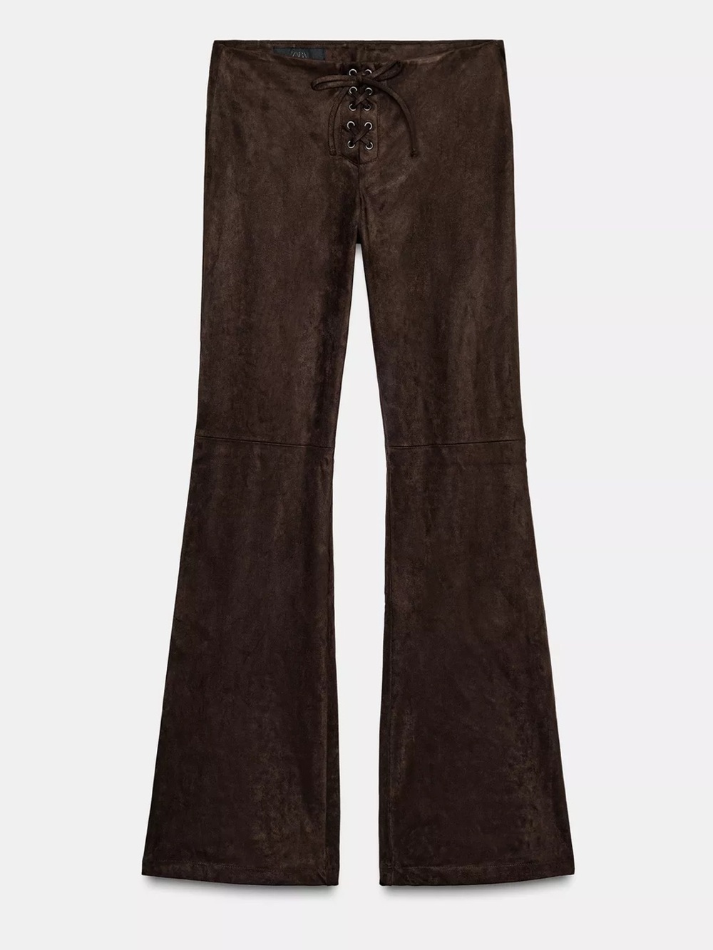 SUEDE LACE UP DETAIL LOW RISE PANTS